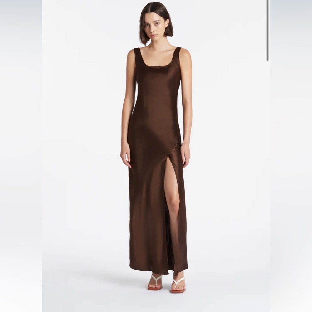 SIR the label 100% Silk Esme Bias Dress in Chocolate. Size US 6